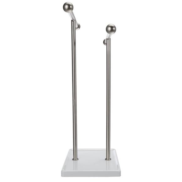 Double-T Hand Towel Holder and Accessories Jewelry Stand, Nickel/White - Picture 3 of 7